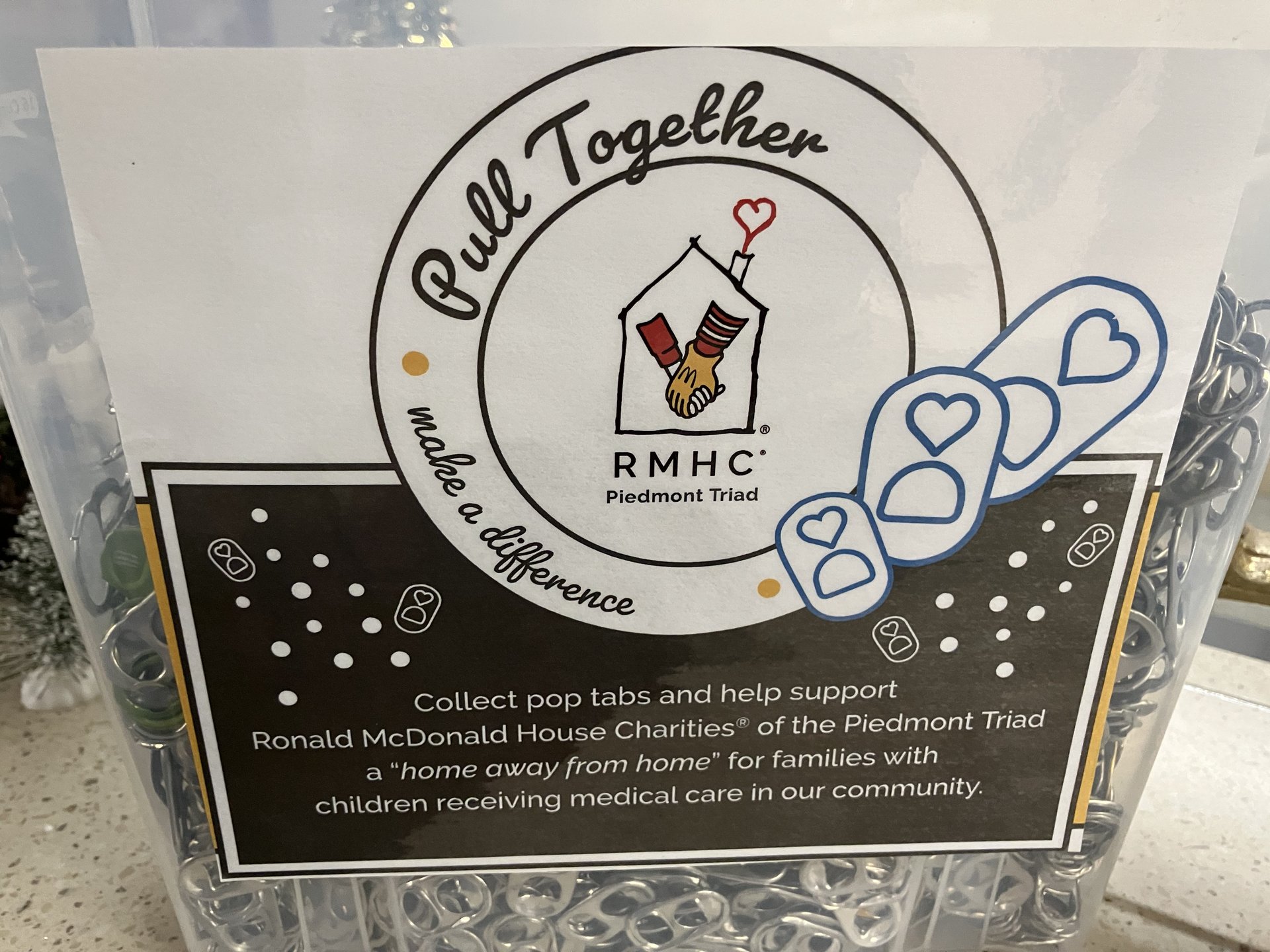 Collecting pop tabs for Ronald McDonald House Charities of the Piedmont Triad