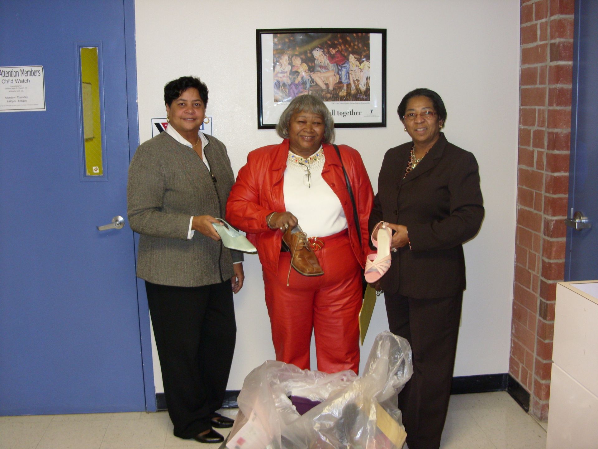 Donating shoes to a women's shelter